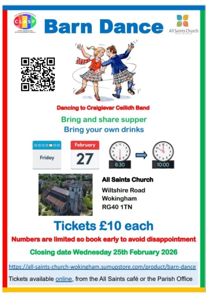 Barn Dance 2026 AllSaints poster with QR Code conv